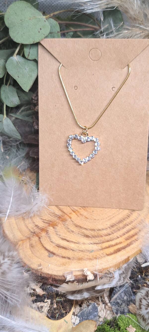 Chaine et Pendentif Cœur Strass – Image 3