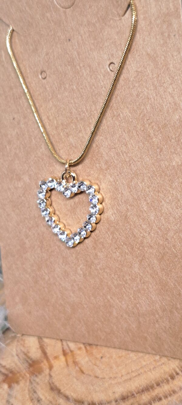 Chaine et Pendentif Cœur Strass – Image 2