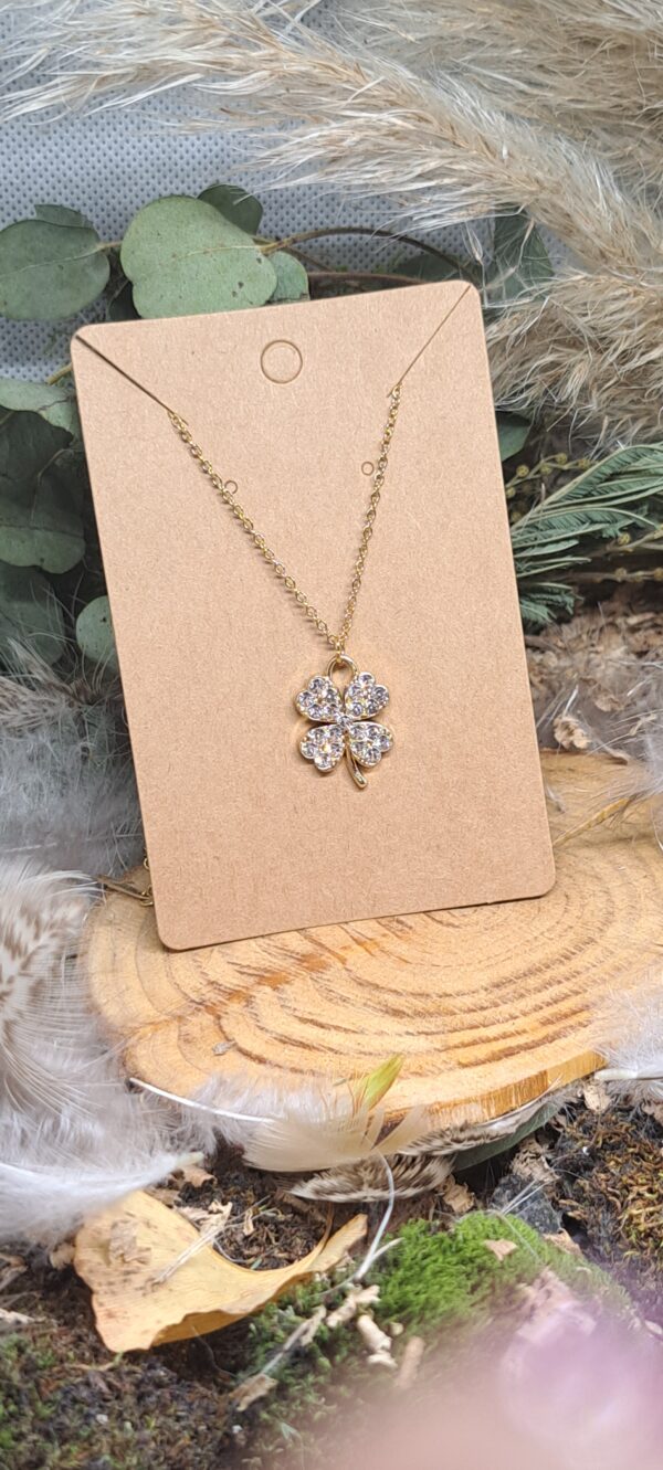 Chaine et Pendentif Trèfle porte bonheur – Image 2