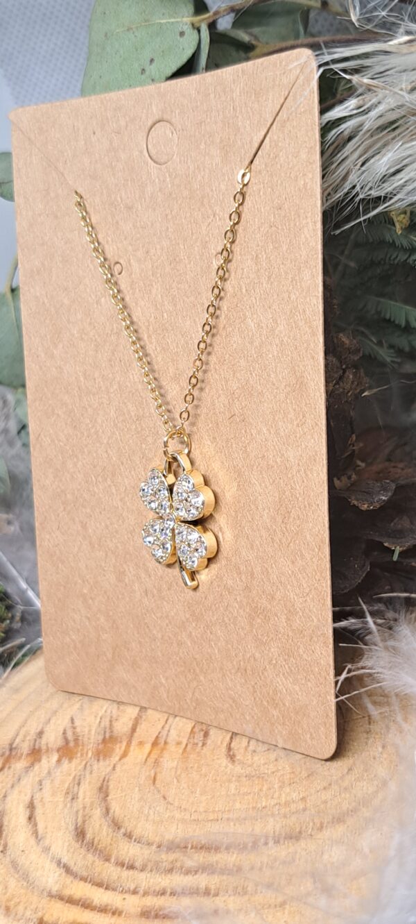 Chaine et Pendentif Trèfle porte bonheur – Image 4