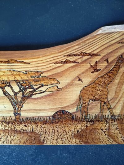 Planche décorative paysage d'Afrique girafe