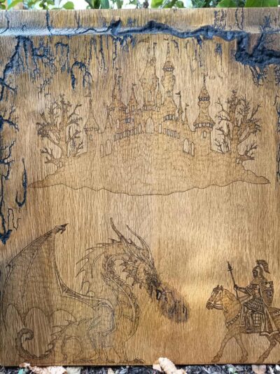 Tableau décoratif en fractales de Lichtenberg et pyrogravure